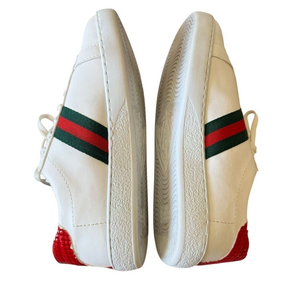Gucci "Ace" leather low-top sneakers with crocodile-embossed leather trim SZ 36. - Picture 8 of 15